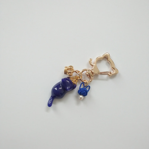 オーダーメイド】温度で色が変わる猫ちゃん×水引猫ちゃんキーホルダー
