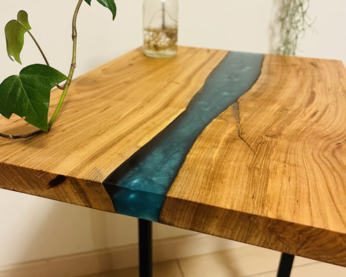 ソファテーブル サイドテーブル レジンテーブル リバーテーブル 桜の木