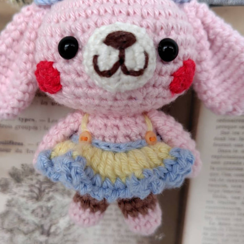 垂れ耳ピンクうさぎさん＊編みぐるみキーホルダー あみぐるみ