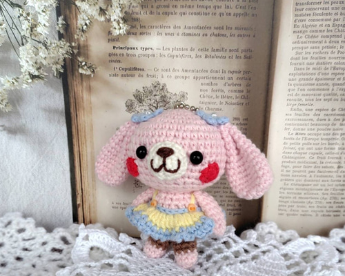 垂れ耳ピンクうさぎさん＊編みぐるみキーホルダー あみぐるみ