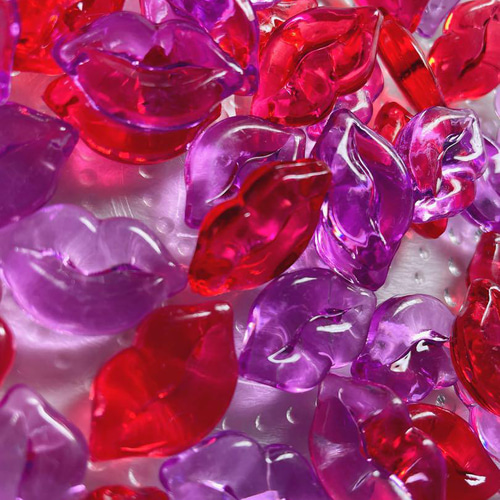 P883(4個)ネイルパーツ/赤 リップ 唇 キスマーク デカパーツ ギャル