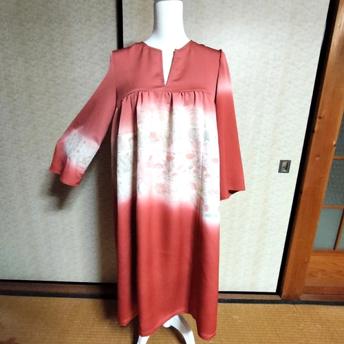 壽光織スワトウ刺繍着物道行コート(新品)リメイク ワンピース