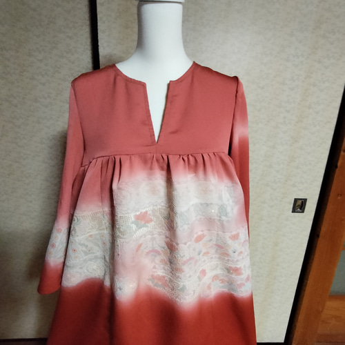 壽光織スワトウ刺繍着物道行コート(新品)リメイク ワンピース