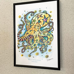 鹿 モノクロ アートポスター イラスト A4/B4/A3サイズ イラスト