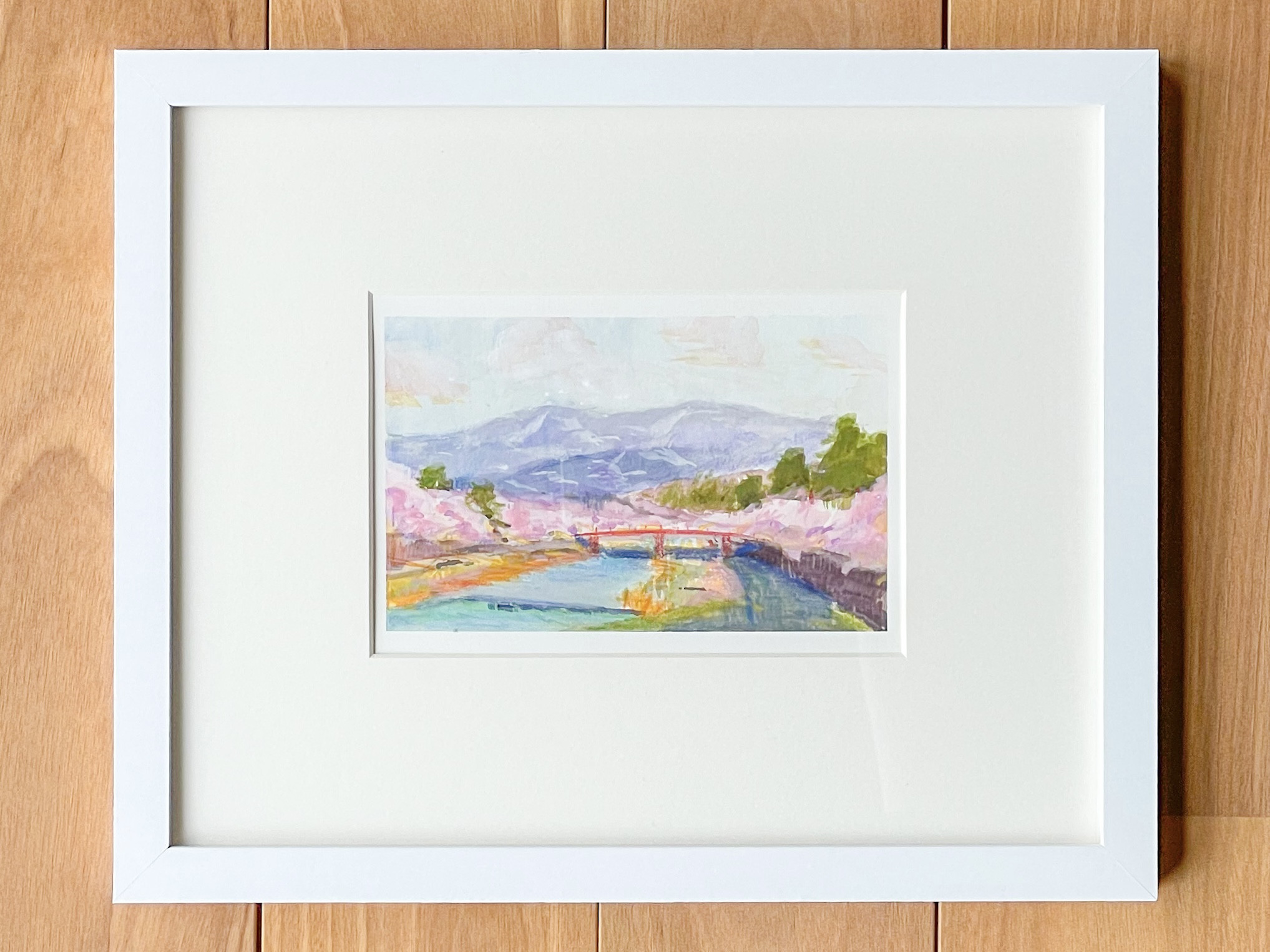 水彩画　額縁付き 水彩額 9650/ブルー 水彩F4（333×242mm） 前面UVカットアクリル