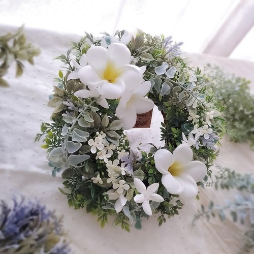 プルメリアとジャスミンのリース(Φ約23cm／アーティフィシャル