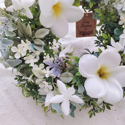 プルメリアとジャスミンのリース(Φ約23cm／アーティフィシャル