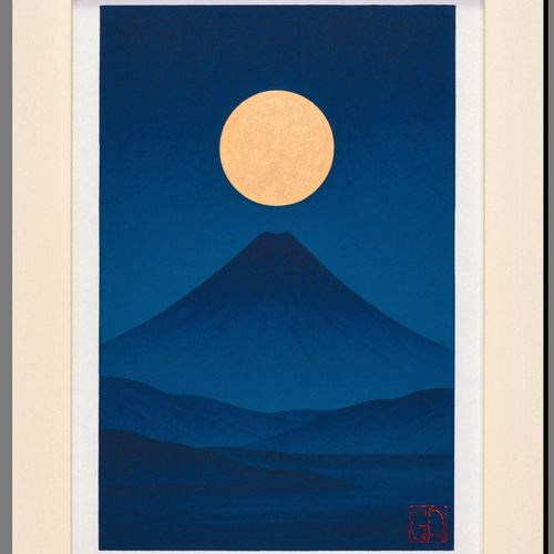 私が描いた　夜の富士。　ずっと描きたかった絵でした。 四季を通じて時々刻々と変化する