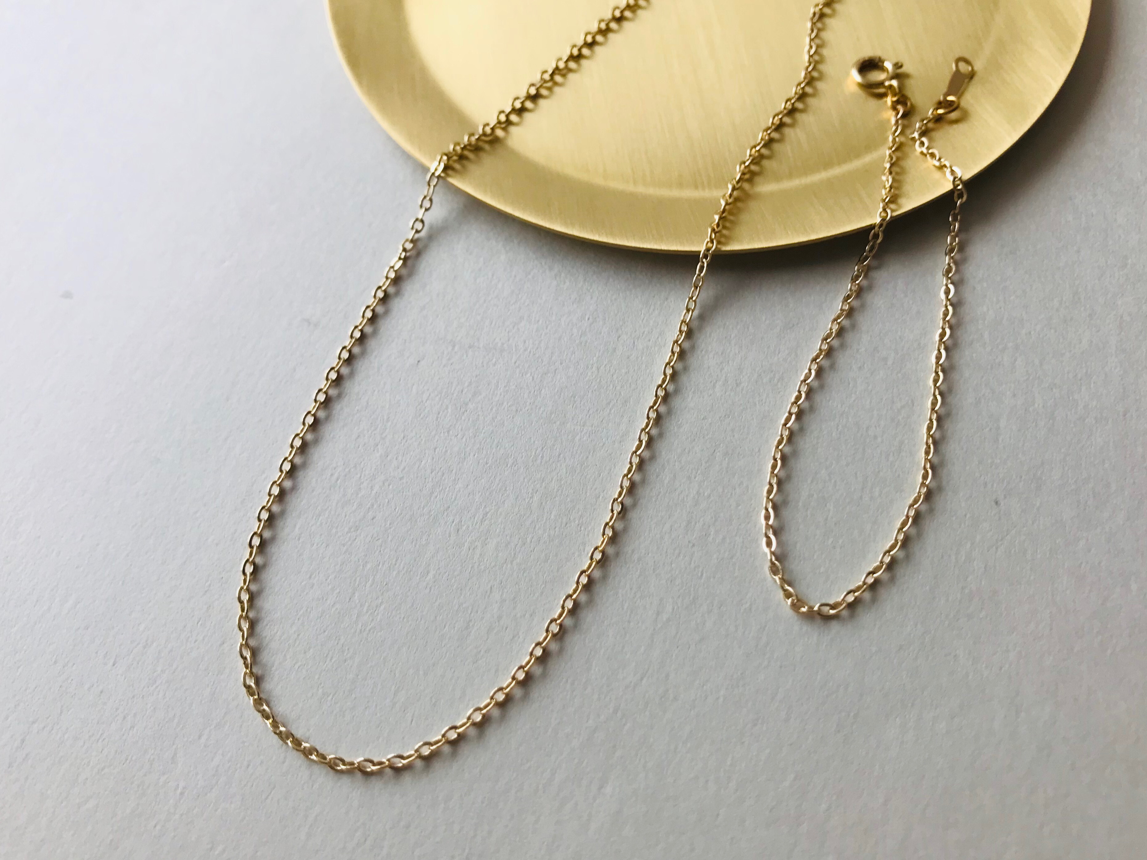 セット価格  付けっぱなしにも！　14kgfシンプル　チェーンネックレス　チェーンブレスレット