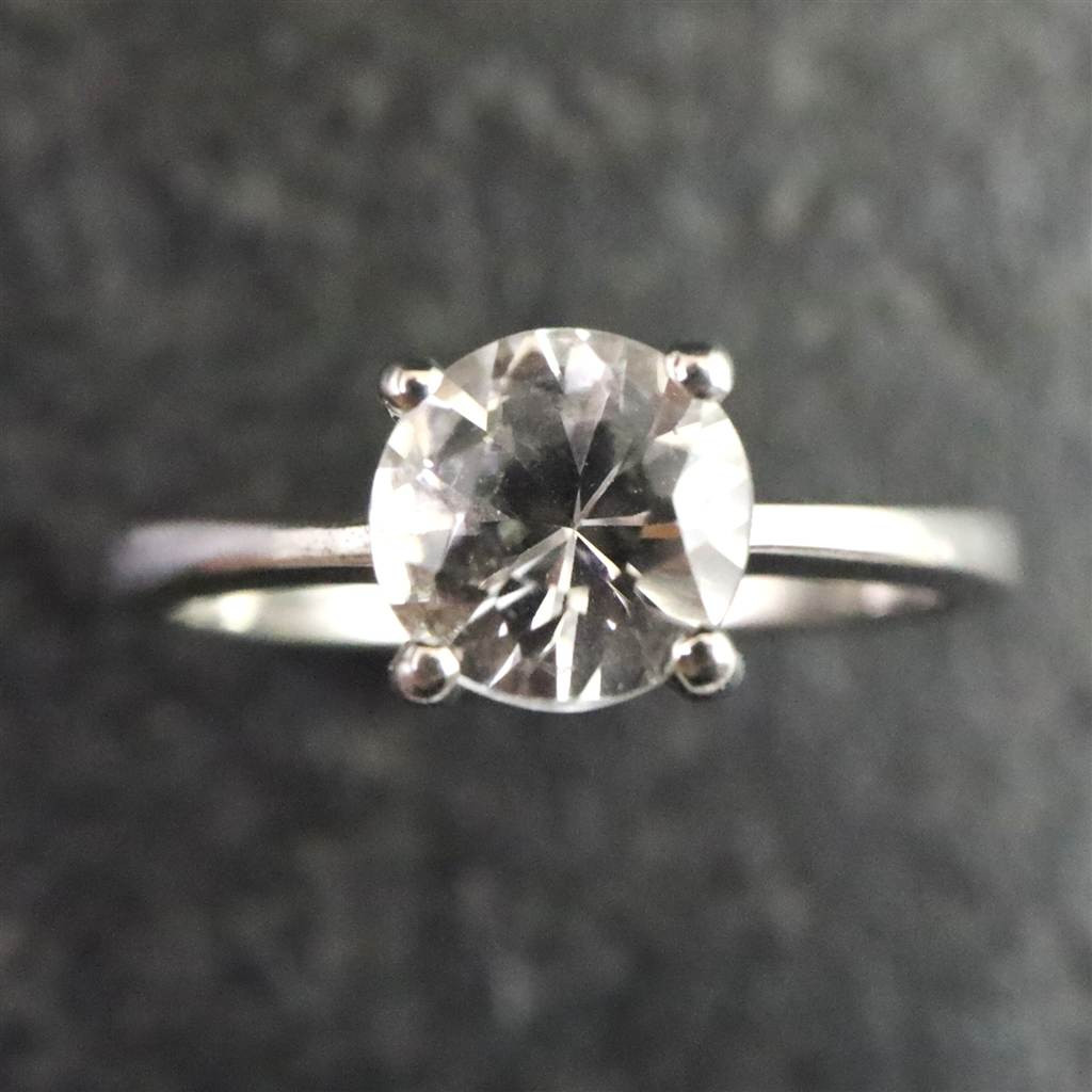 ブラジル産 フェナカイト 6.5mmラウンドカット リング 鑑別書付 13.5号 #85976