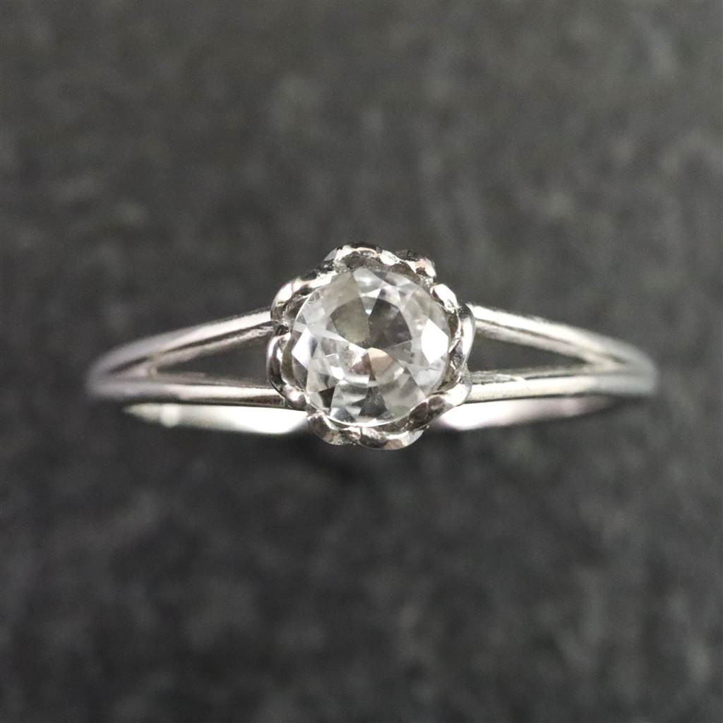 ブラジル産 フェナカイト 5mmラウンドカット リング 鑑別書付 18号 #12250