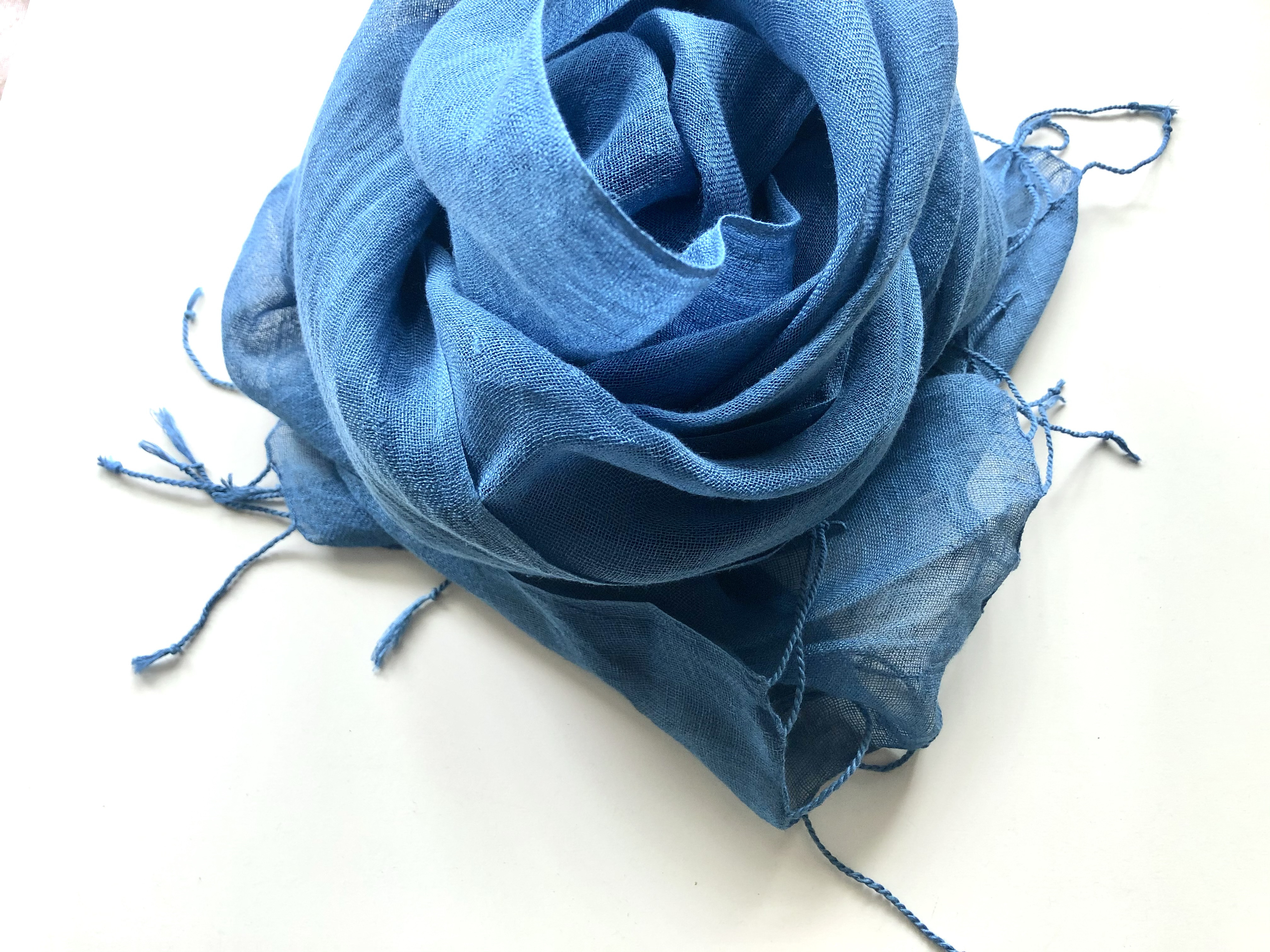 天然灰汁発酵建て藍染め　リネンストール