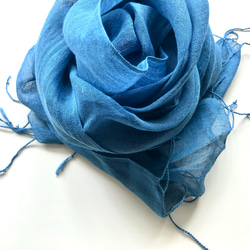 天然灰汁発酵建て藍染め リネンストール ストール Saai dye