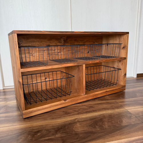 キャスター付き収納棚 無垢材 木製ラック ハンドメイド家具 ナチュラル