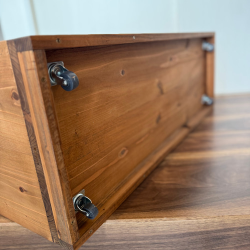 キャスター付き収納棚 無垢材 木製ラック ハンドメイド家具 ナチュラル