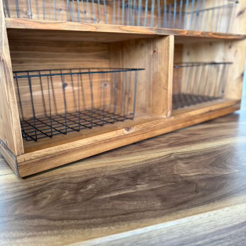 キャスター付き収納棚 無垢材 木製ラック ハンドメイド家具 ナチュラル