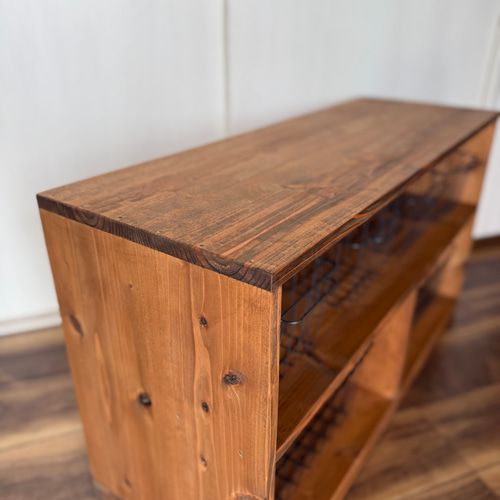 キャスター付き収納棚 無垢材 木製ラック ハンドメイド家具 ナチュラル