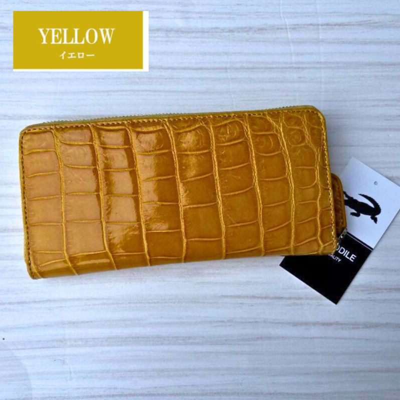 クロコダイル 財布 イエロー No1004 シャイニングクロコ レディース メンズ 長財布 本革 レザー 現物撮影