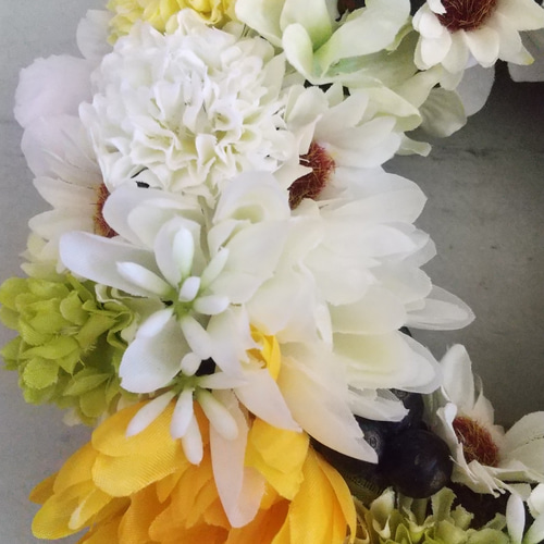 商品名【杏寿】poko❤ ピンク系*菊と椿のお正月リース造花フラワーリース 商品名【杏寿】poko様専用❤ ピンク系*菊と椿のお正月