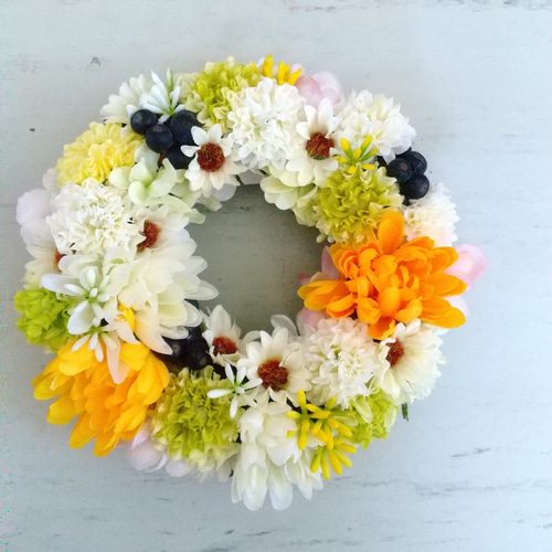 菊のリース リース Lilica 里里花 通販 19338109｜Creema(クリーマ