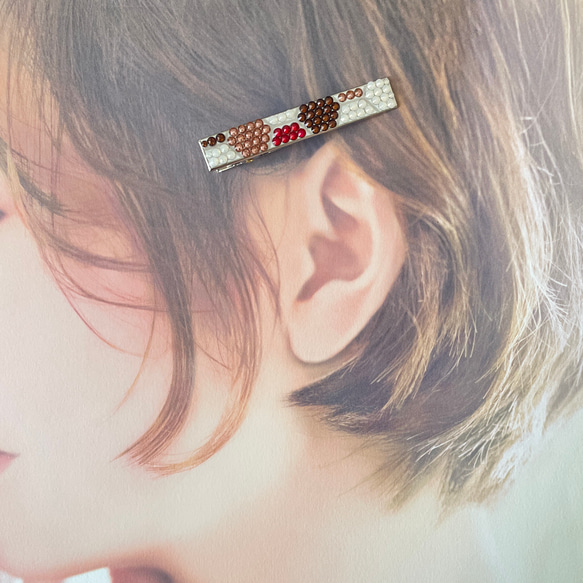▲ヘアクリップ▲中＊ハニカム＊①〜⑧反対色っぽい色合い＊クリスタルデコレーション 10枚目の画像