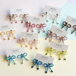 【ribbon】10色から選べる! きゅっと結んだビーズリボンのピアス/イヤリング　可愛い　揺れる　♡送料無料♡ 18枚目の画像