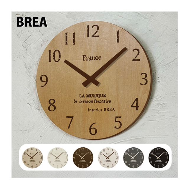 木製 壁掛け時計 おしゃれ 丸型 時計 静音タイプ BREA-1912