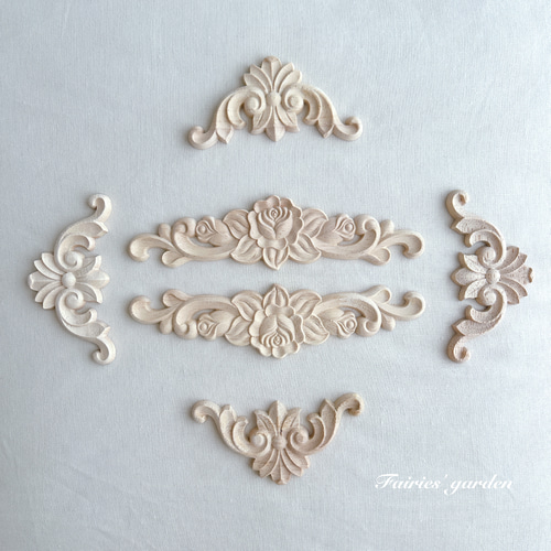 木製 家具装飾 デコレーションパーツ モールディング 6pieces 送料無料