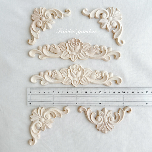 木製 家具装飾 デコレーションパーツ モールディング 6pieces 送料無料