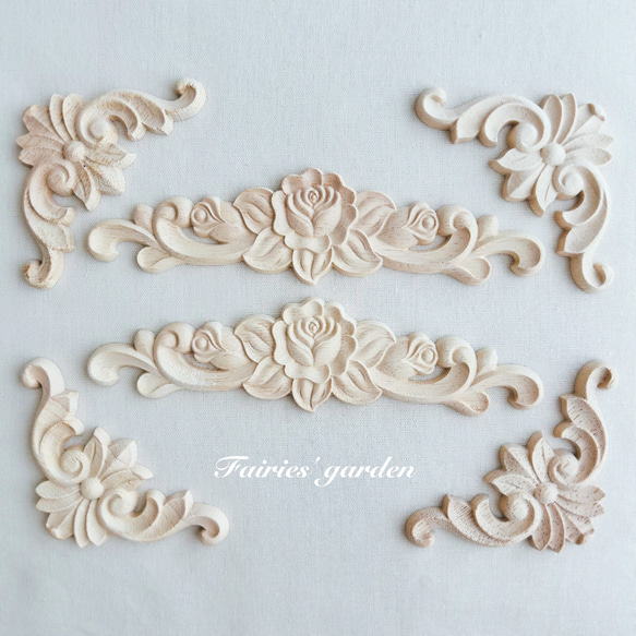 木製 家具装飾 デコレーションパーツ モールディング 6pieces 送料無料