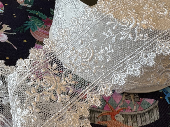 フランス アンティーク薔薇の花かご ウエディング用 チュールレース