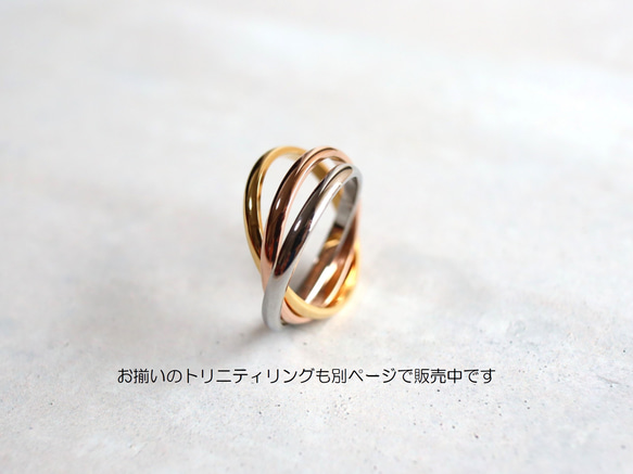 ☆新作☆華やか 3色トリニティネックレス つけっぱなしOK 錆びないサージカルステンレス【triple color】 8枚目の画像