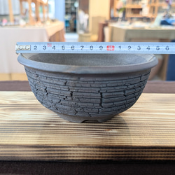 【植木鉢】◆テレビチャンピオン陶芸王が作る器・炭化窯変裂罅紋様鉢(たんかようへんれっかもんようばち) 5枚目の画像