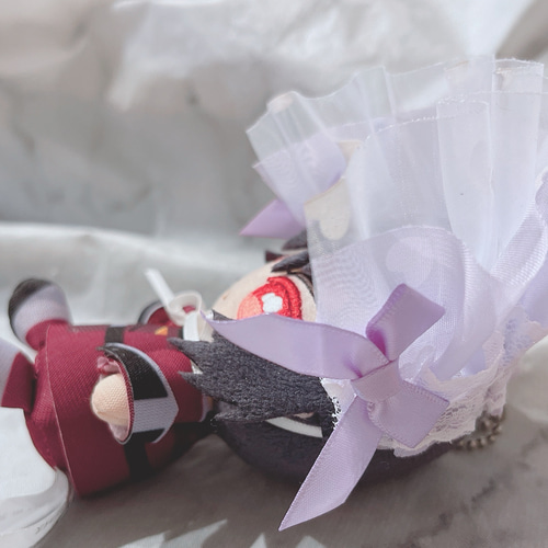 ぬい用 ヘッドドレス ぬい服 パープル 白レース リボン 紫 ぬいぐるみ