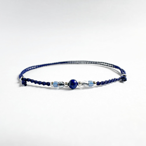 9月誕生石】スッキリ魅せ叶う 天然石のミサンガアンクレット * 小福の