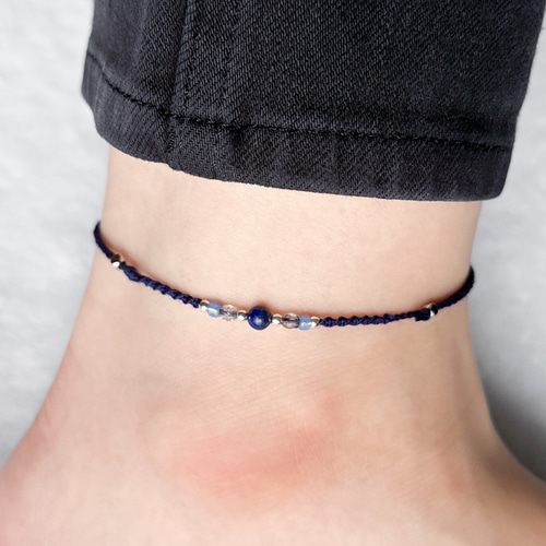 9月誕生石】スッキリ魅せ叶う 天然石のミサンガアンクレット * 小福の