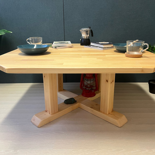 八角形 ローテーブル 【送料無料】 90cm 木組支柱脚 ナチュラル パイン 90cm 八角形 ローテーブル 送料無料】 木組支柱脚 パイン センターテーブル・ローテーブル