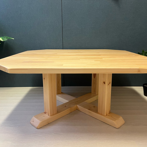 【送料無料】 ローテーブル 八角形 90cm パイン 木組支柱脚 送料無料】 ローテーブル 八角形 90cm パイン ナチュラル 木組支柱脚