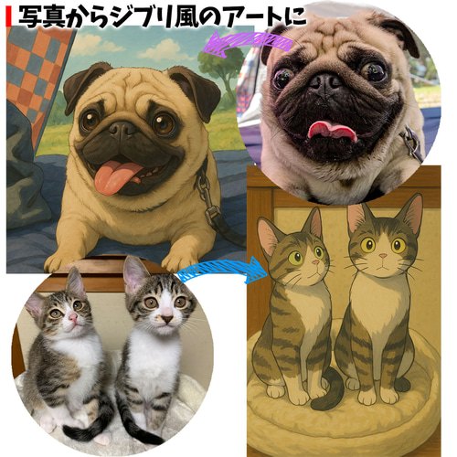 ジブリ風絵画】 うちの子をキャンバス画に ペット ☆オーダーメイド