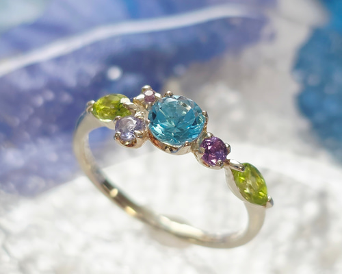 ◇天然石＊紫陽花＊スイスブルートパーズ＊タンザナイト*アメジスト