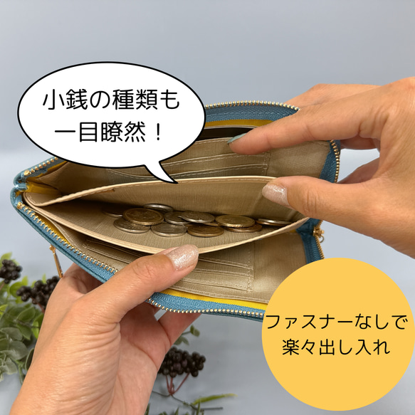 最高級カーフレザー ワインハイマー お札がピッタリ入る極小長財布 8枚カードポケット 前ファスナー付き 5枚目の画像