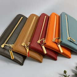 最高級カーフレザー ワインハイマー お札がピッタリ入る極小長財布 8枚カードポケット 前ファスナー付き 10枚目の画像