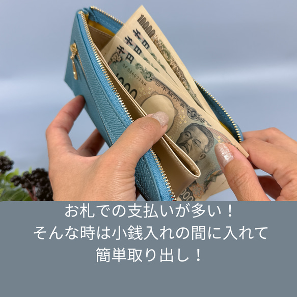 最高級カーフレザー ワインハイマー お札がピッタリ入る極小長財布 8枚カードポケット 前ファスナー付き 9枚目の画像