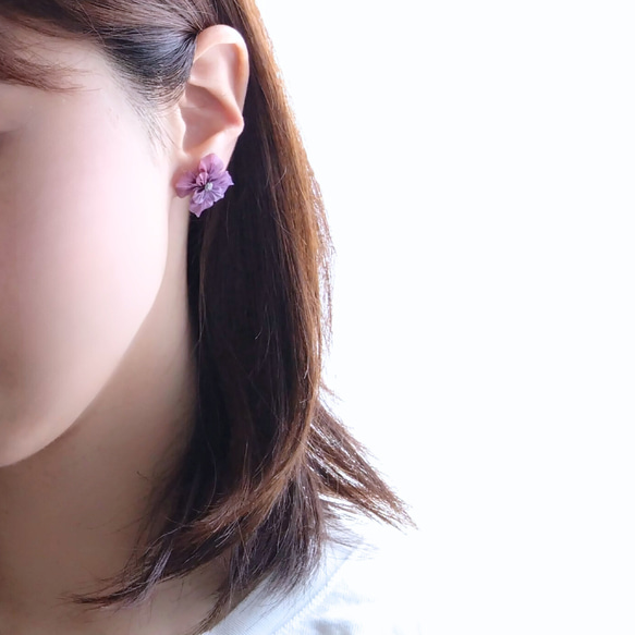紫陽花 アジサイピアス 痛くないイヤリング 梅雨 6月 アレルギー対応 プレゼント ギフト 6枚目の画像