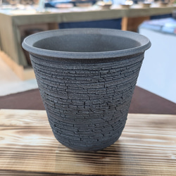 【植木鉢】◆テレビチャンピオン陶芸王が作る器・炭化窯変裂罅紋様鉢(たんかようへんれっかもんようばち) 2枚目の画像