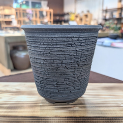 【植木鉢】◆テレビチャンピオン陶芸王が作る器・炭化窯変裂罅紋様鉢(たんかようへんれっかもんようばち) 1枚目の画像