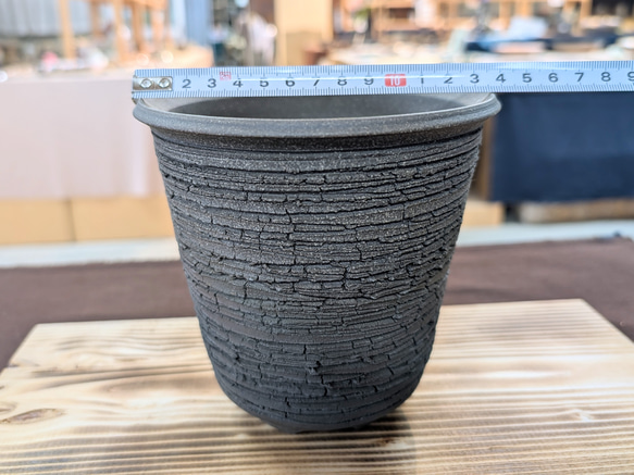 【植木鉢】◆テレビチャンピオン陶芸王が作る器・炭化窯変裂罅紋様鉢(たんかようへんれっかもんようばち) 5枚目の画像