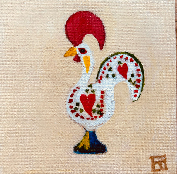 ミニ原画 ポルトガル鶏 ガロ フレーム付き イラスト kuruminoenogu