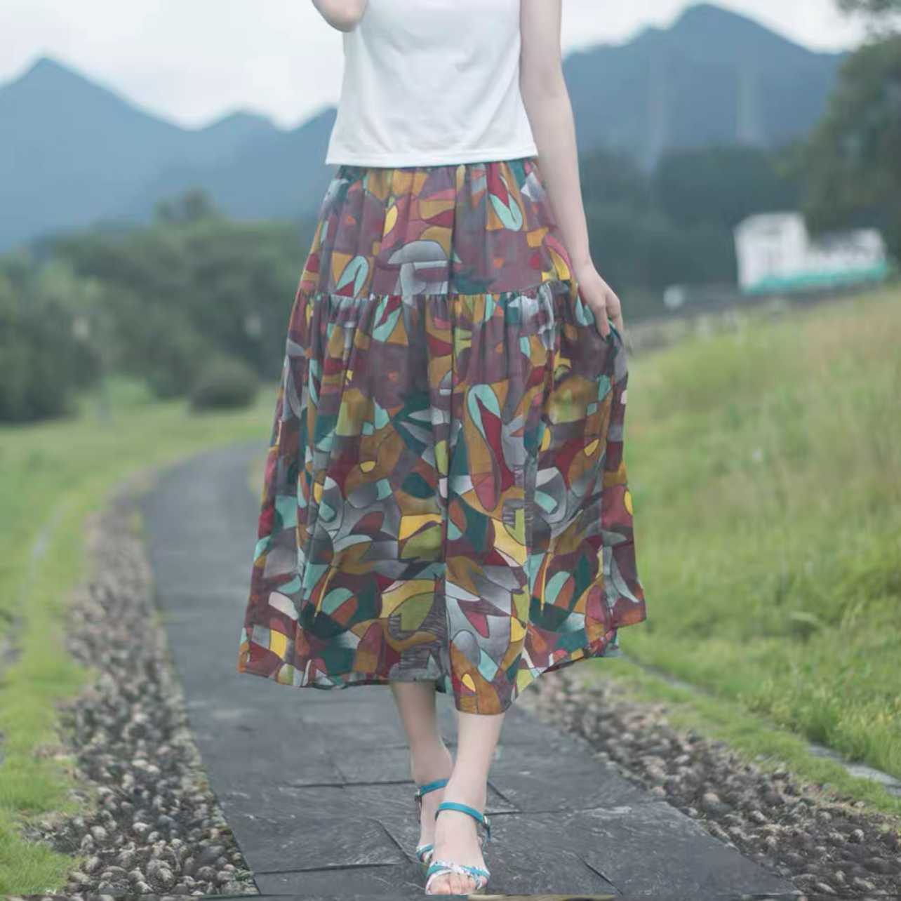 夏色新作2025、ロングスカート、春スカート、夏スカート、秋スカート