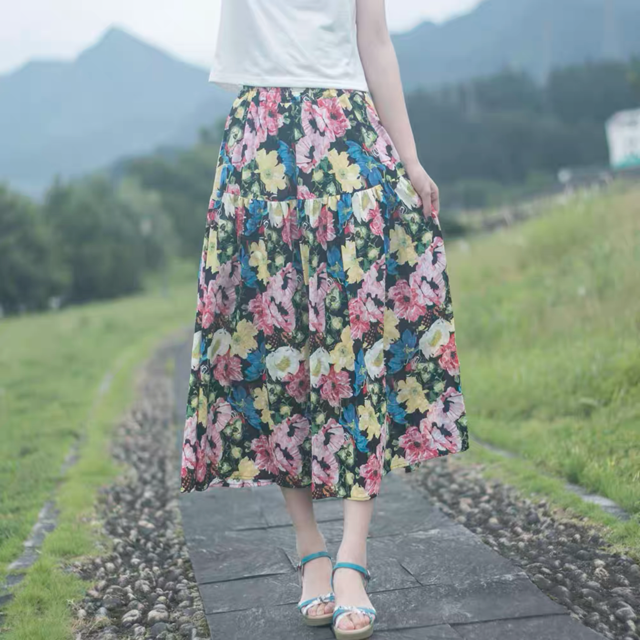 夏色新作2025、ロングスカート、春スカート、夏スカート、秋スカート